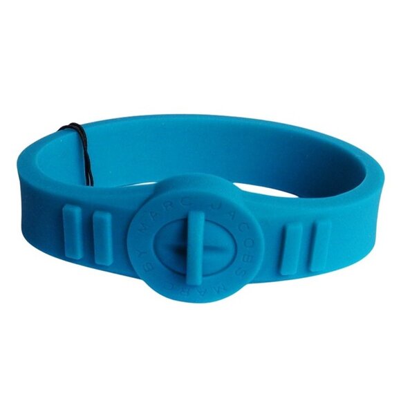 New Marc Jacobs Wintergreen Teal Blue Silicone Rubber Turnlock Style Bracelet - Picture 1 of 3